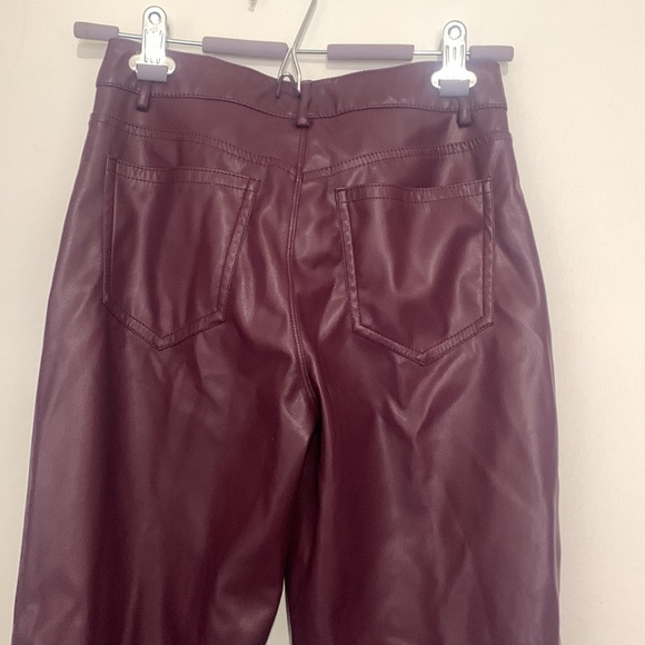 Garage High Rise Faux Leather Wide-Leg Pants Eggplant Purple XS - Picture 6 of 9